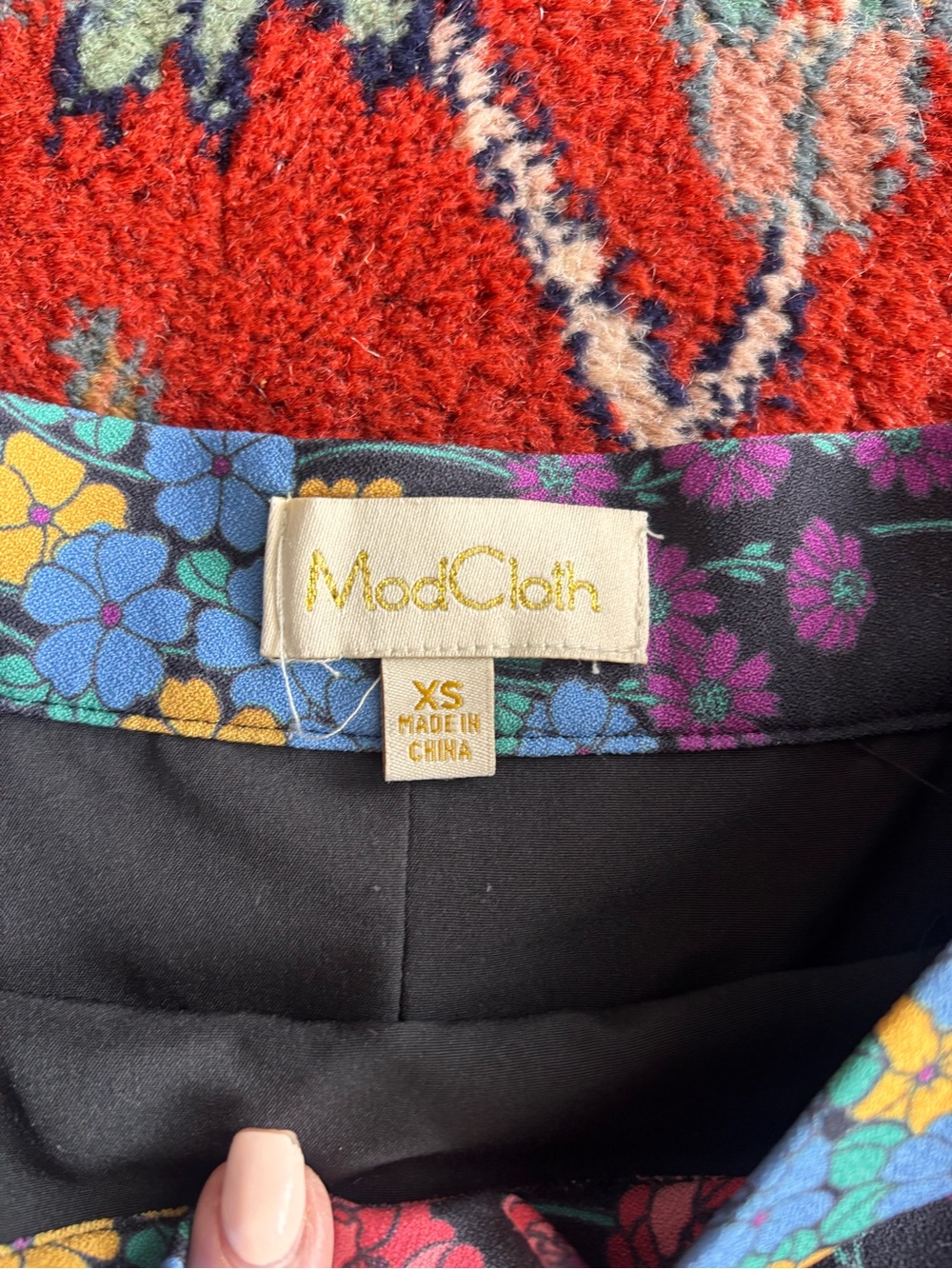 Mod Cloth Floral A-Line Skirt in Black with Multicolor Flowers - Picture 2 of 2